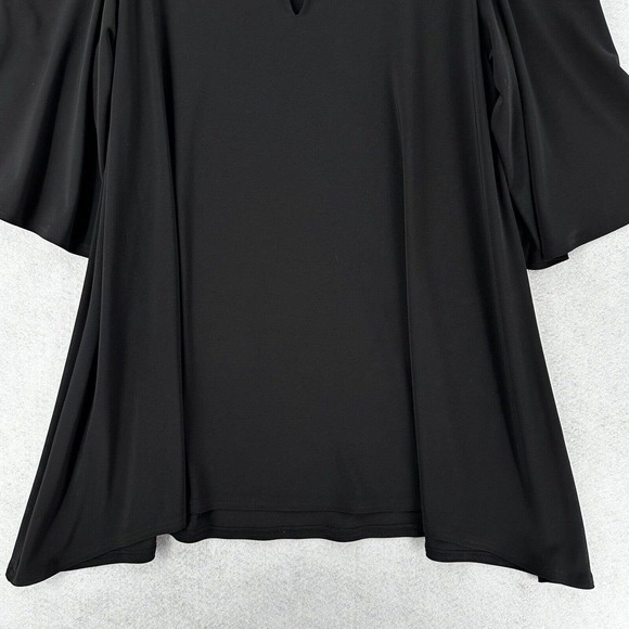 Simpli Canada Tunic Top Womens 14 Cold Shoulder Short Sleeve Asymetrical‎ Black - Picture 4 of 14